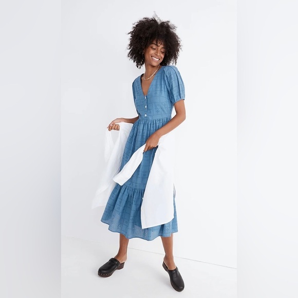 Madewell Blue Midi Dress - Picture 2 of 10